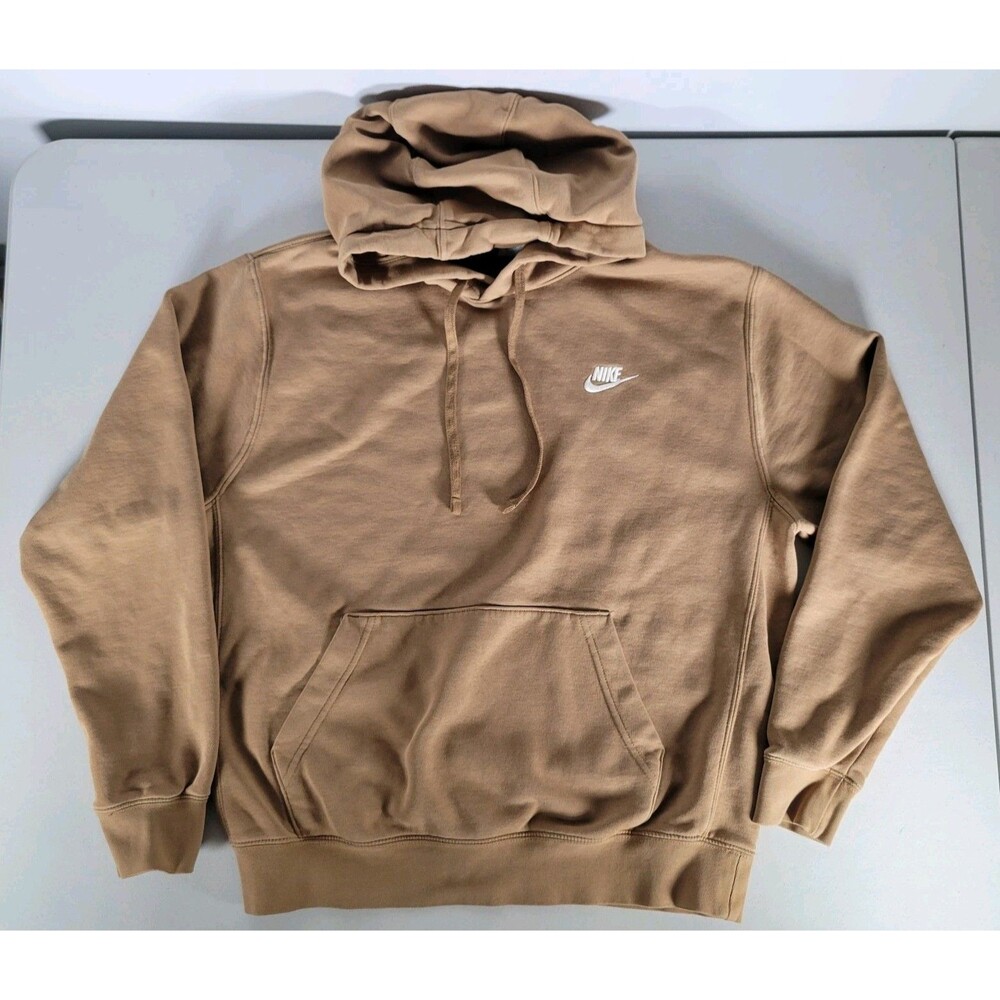 Nike Sportswear Club Fleece Pullover Hoodie Sweatshirt Dark Driftwood Brown Sz M